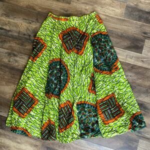Handmade Women's Unique African Inspired Geometric Print Circle Skirt S